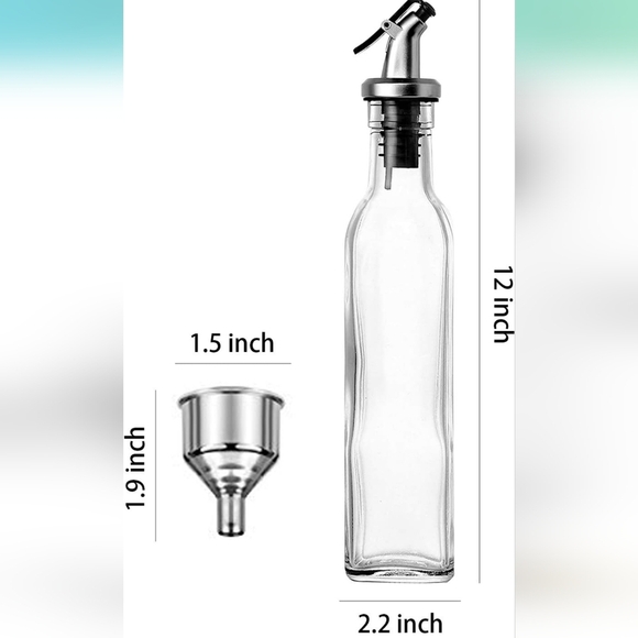 4 Pack 17oz Glass Olive Oil Dispenser Bottles with Pourers, Labels, and Funnel. - Picture 2 of 8